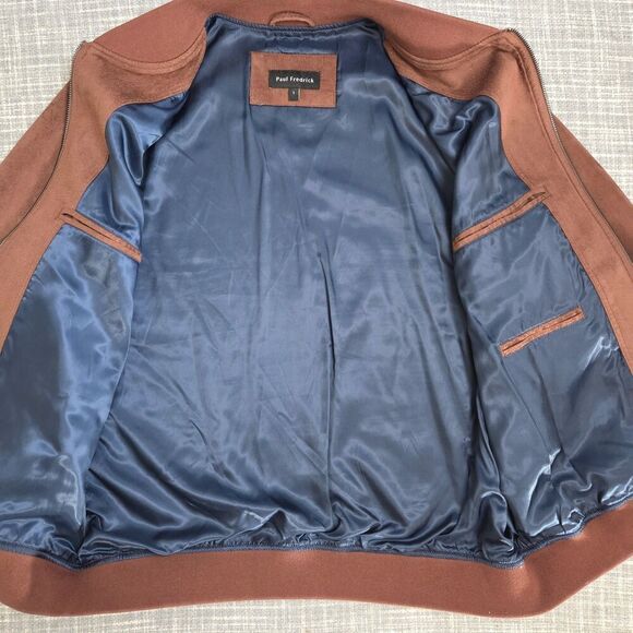 Paul Fredrick Microsuede Baseball Jacket Men's L Bomber Rust/Brown Fully Lined - Picture 4 of 16